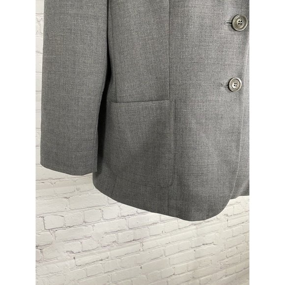 Talbots Stretch Gray Wool Blend 3 Button Notch Lapel Blazer Jacket Pockets 8 - Picture 6 of 8